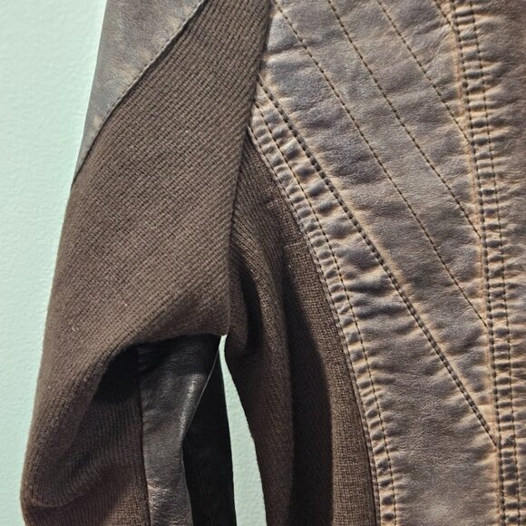 Maurices Faux Leather Moto Short Jacket Brown Size Large Zip Up Biker - Picture 8 of 16